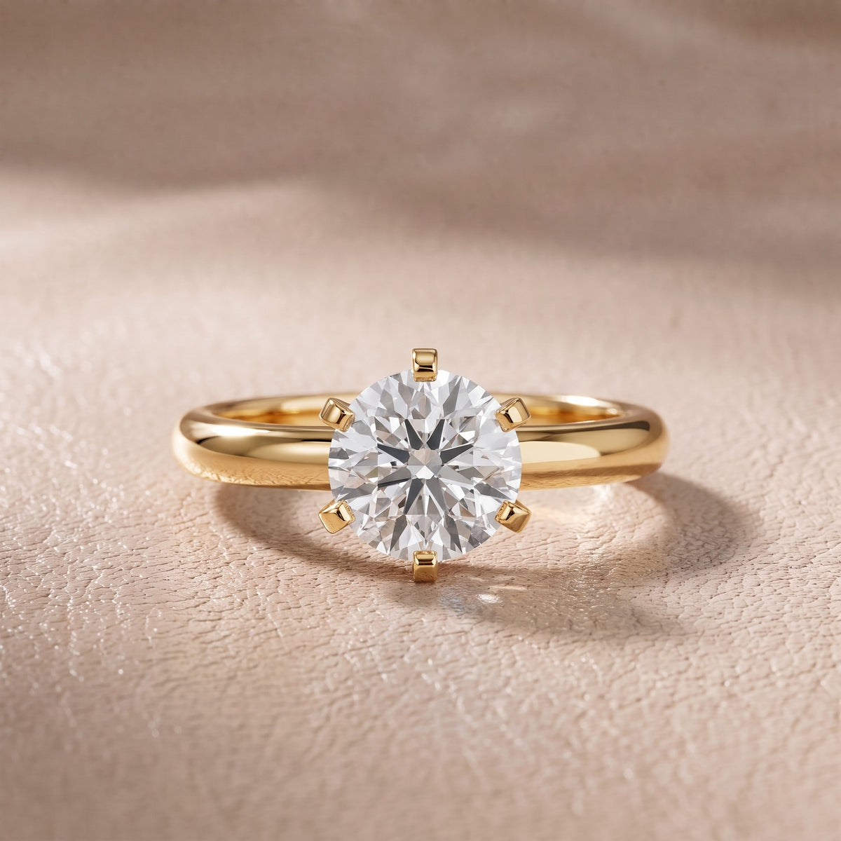 Arabella Six-Prong Solitaire Round Diamond Engagement Ring in Yellow Gold - front.jpg