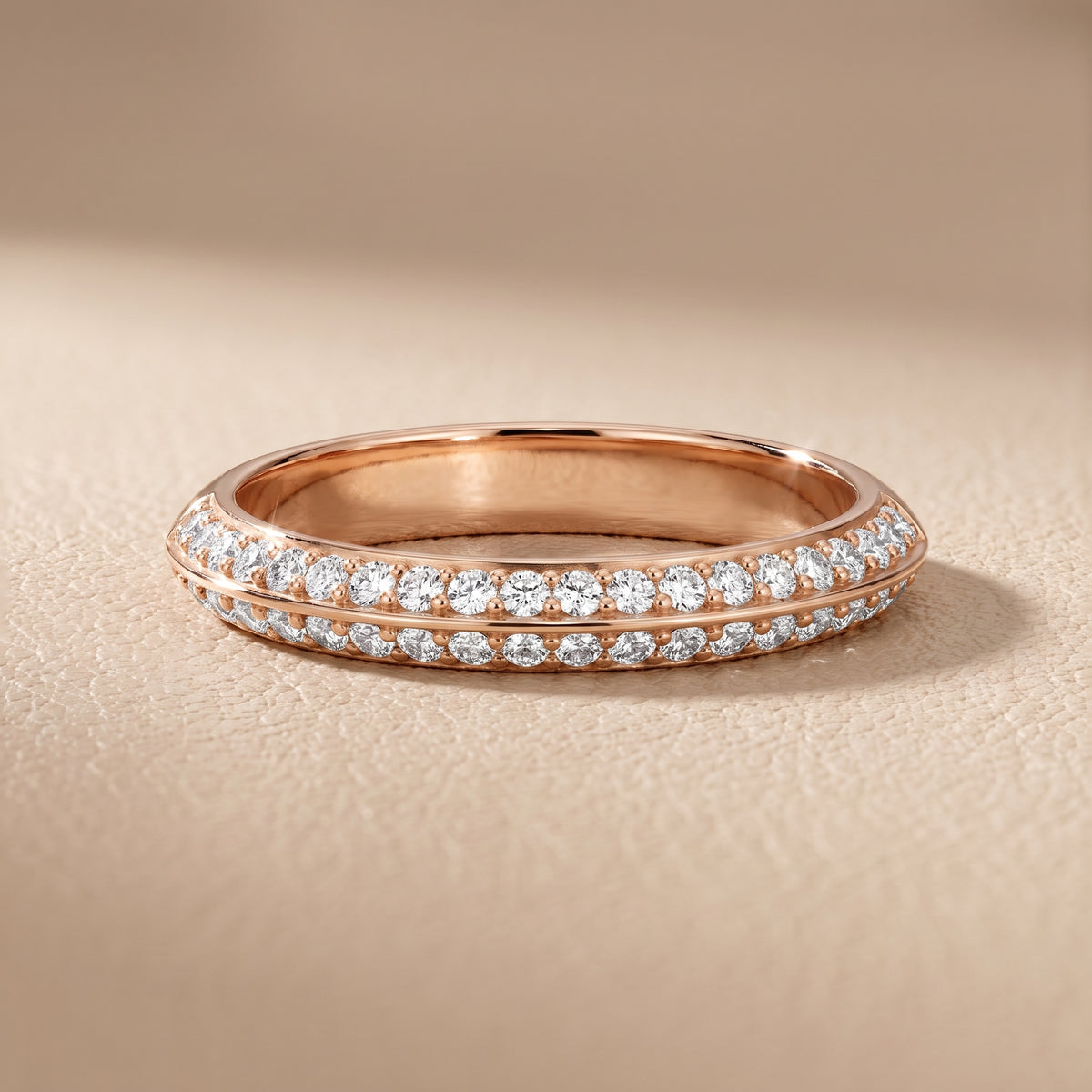 Claire Ridged Dome Round Diamond Half Eternity Band in Rose Gold - front.jpg