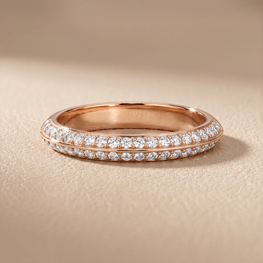 Divya Ridged Dome Round Diamond Half Eternity Band in Rose Gold - front.jpg