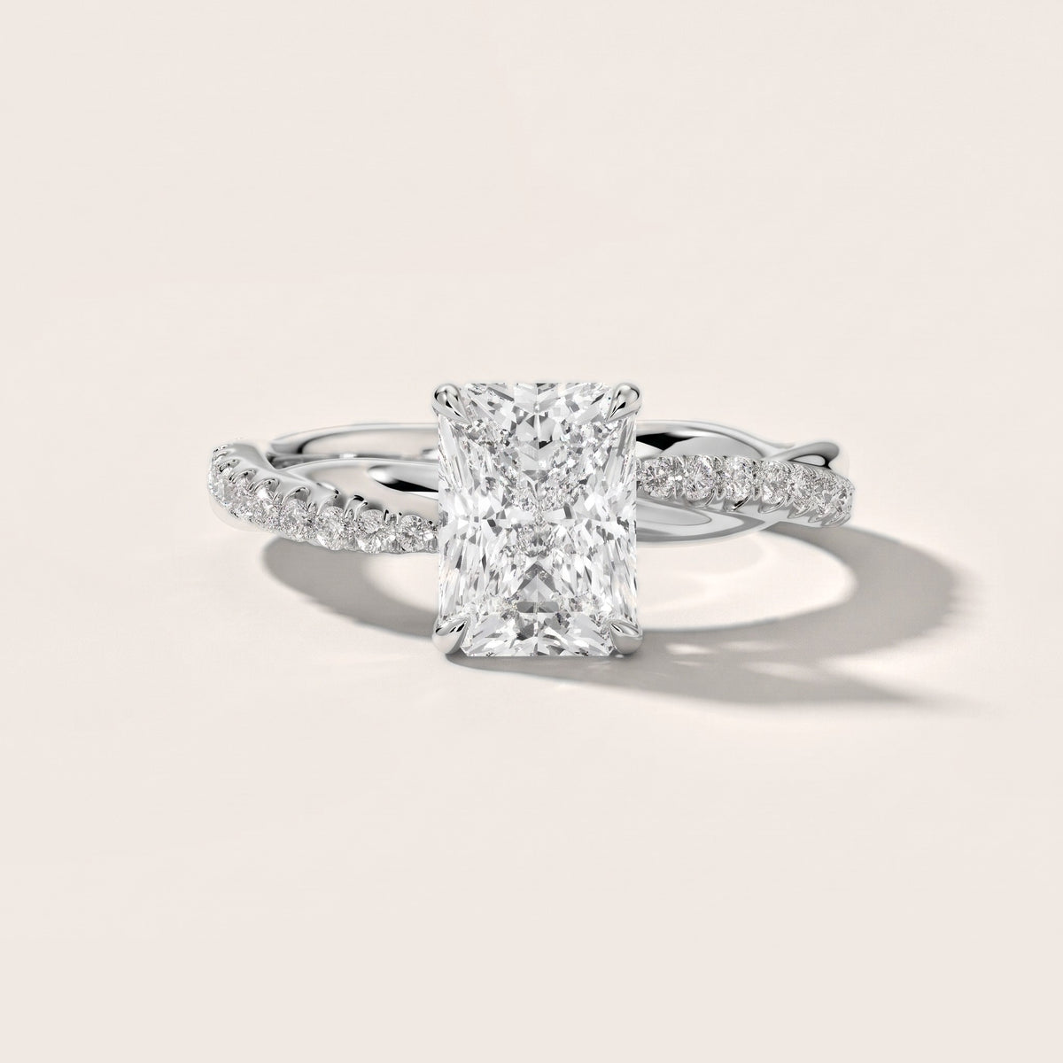 Allie Twist Pavé Radiant Diamond Engagement Ring in Silver - front.jpg
