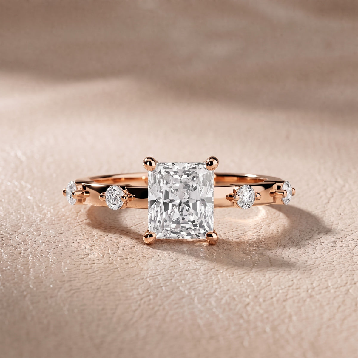 Elena Radiance Radiant Diamond Engagement Ring in Rose Gold - front.jpg