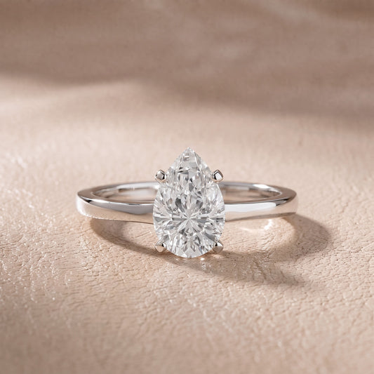 Matilda Cathedral Solitaire Pear Diamond Engagement Ring in Platinum - front.jpg