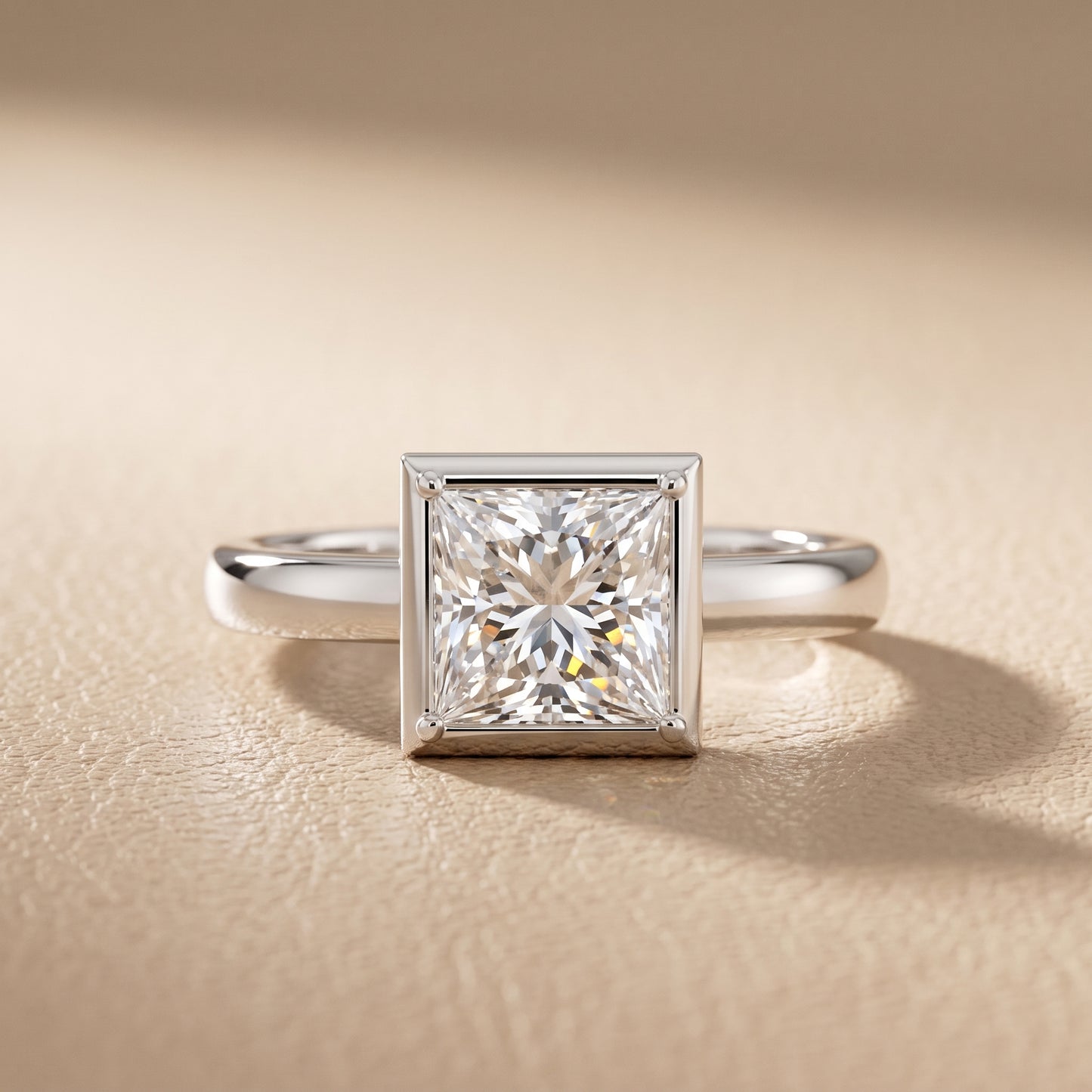 Alina Bezel Solitaire Princess Diamond Ring in Platinum - front.jpg