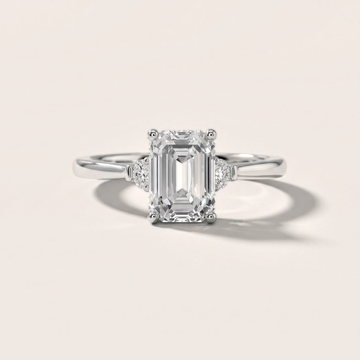 Micaela Three-Stone Emerald Diamond Engagement Ring in Silver - front.jpg