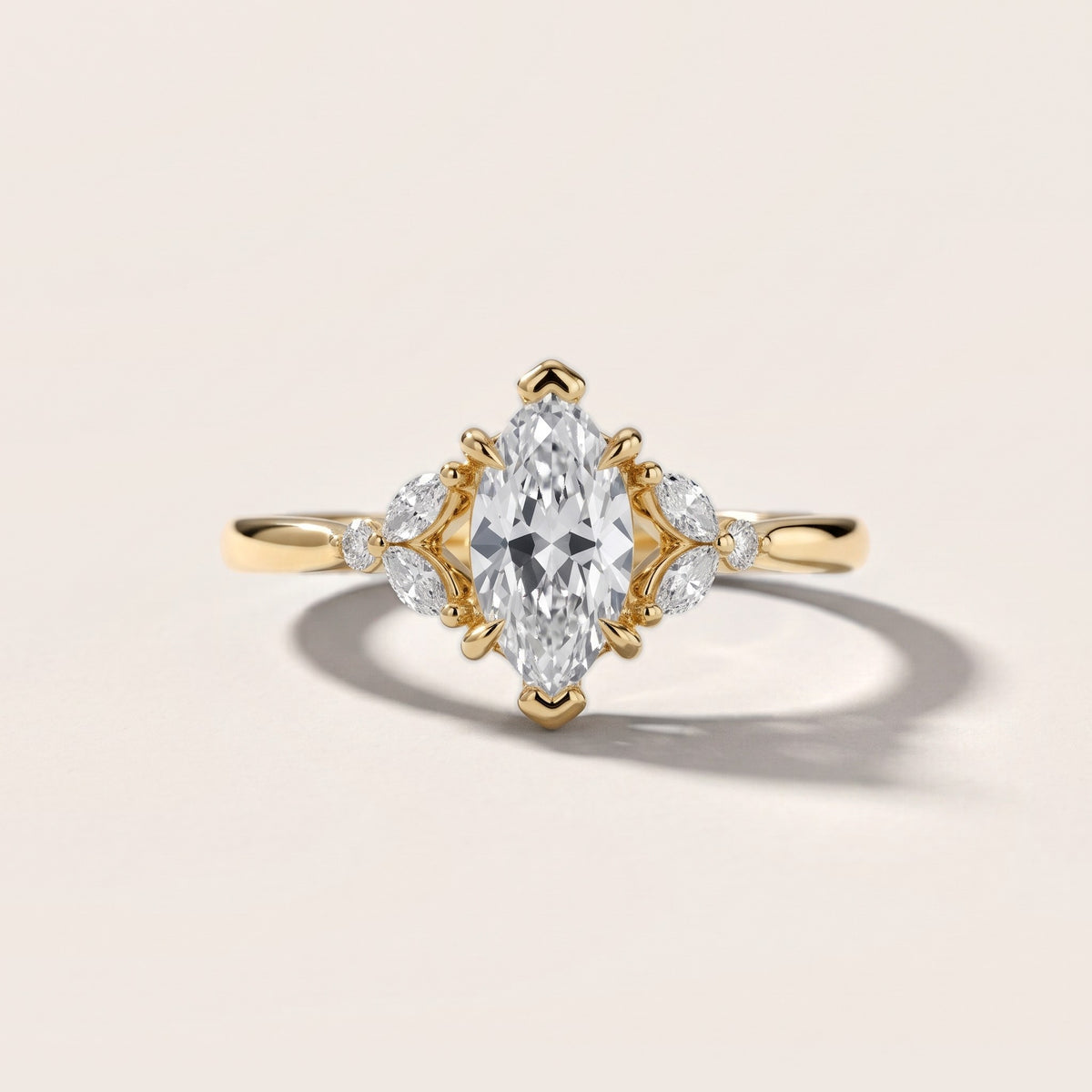 Rilla Floral Cluster Marquise Diamond Engagement Ring in Yellow Gold - front.jpg