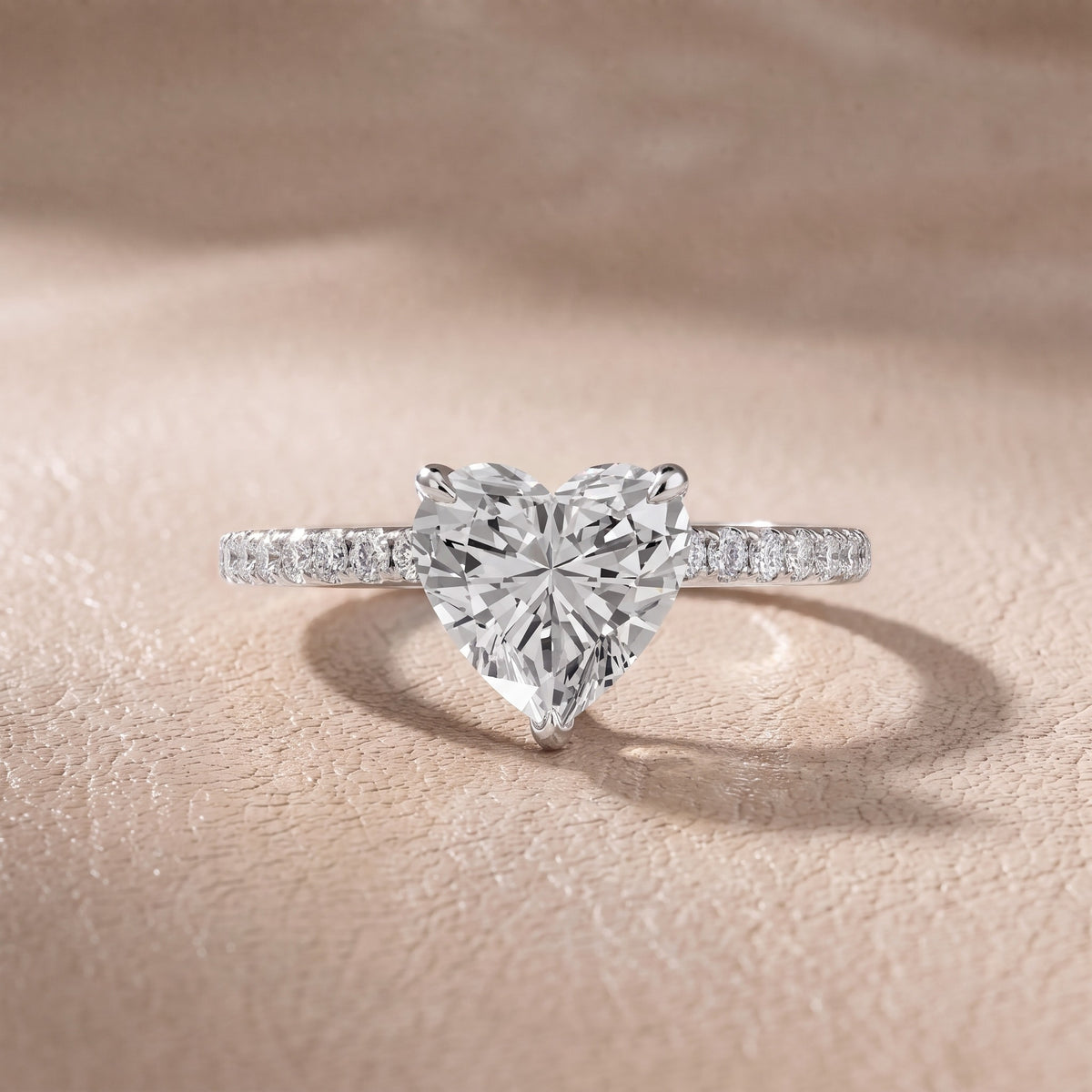 Olivia Solitaire Pavé Heart Diamond Engagement Ring in Silver - front.jpg