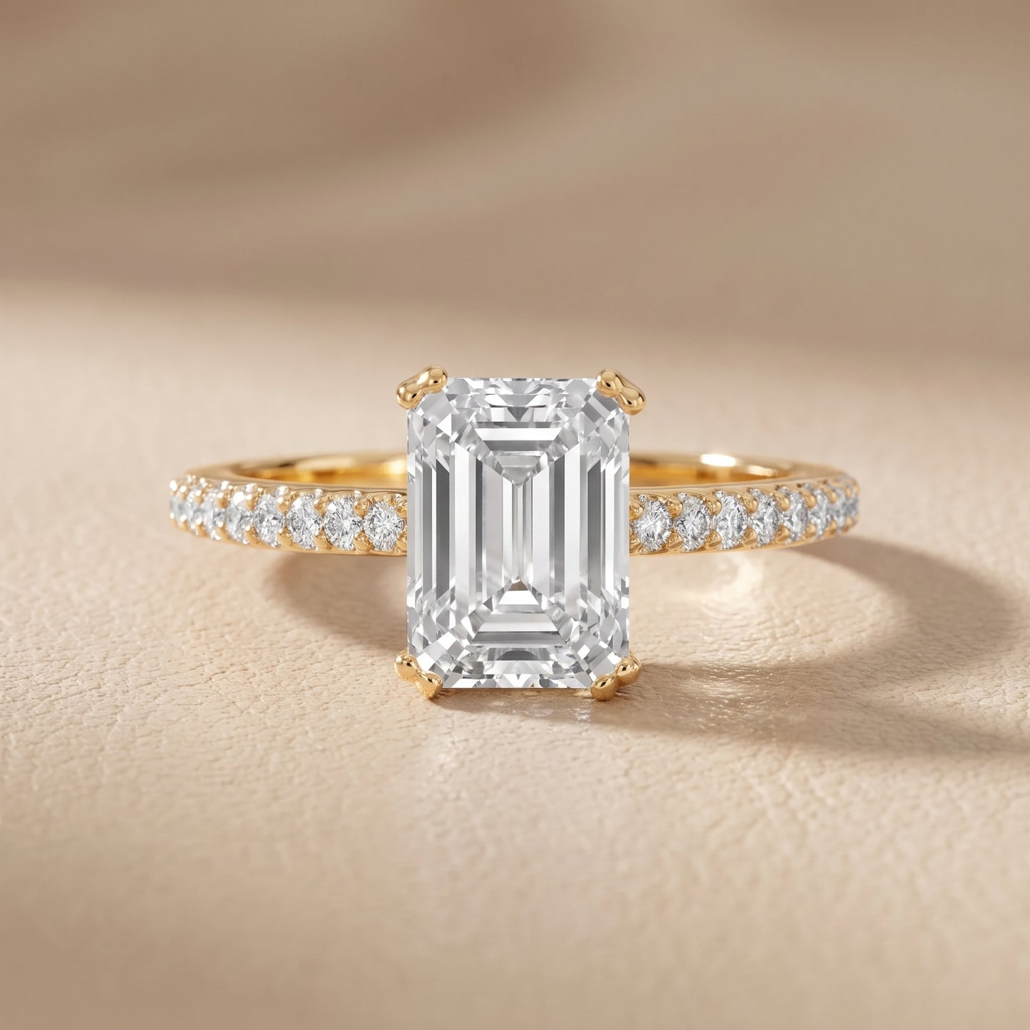Violet Hidden Halo Pavé Emerald Diamond Ring in Yellow Gold - front.jpg