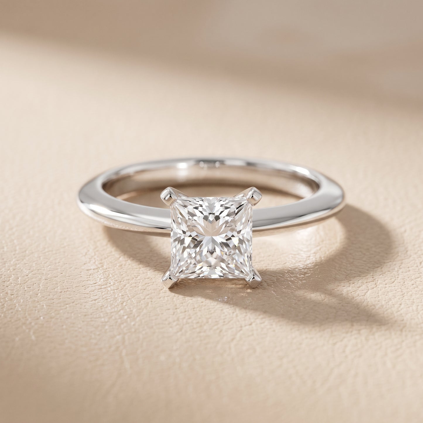 Amira Six-Prong Solitaire Princess Diamond Engagement Ring in Silver - front.jpg