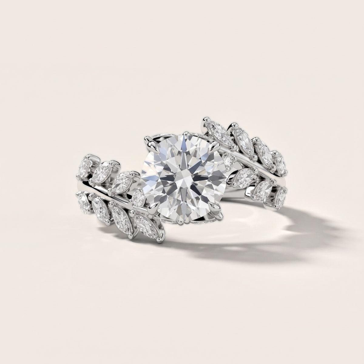 Clarion Leaf Bypass Round Diamond Engagement Ring in Platinum - front.jpg