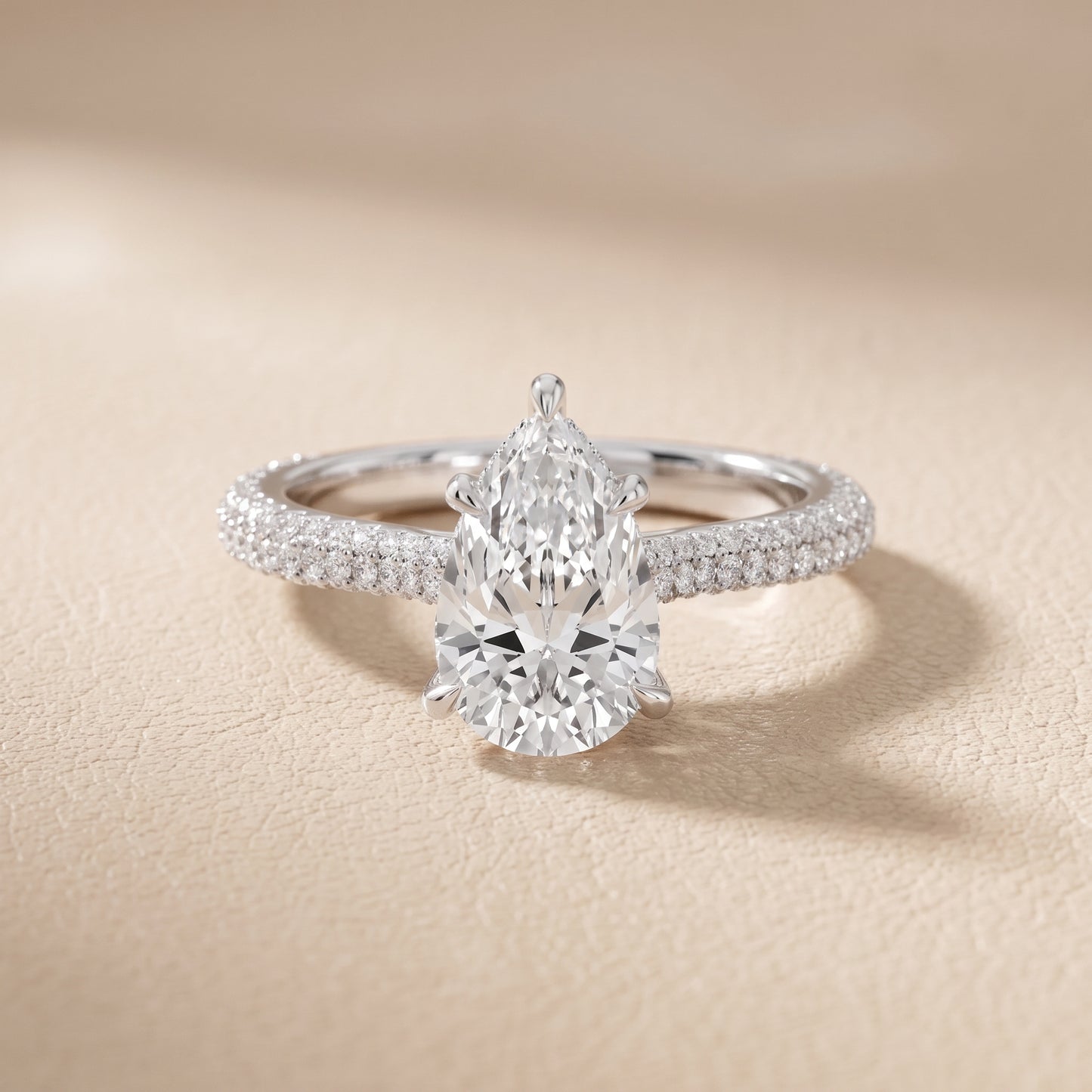Della Hidden Halo Pavé Pear Diamond Engagement Ring in Platinum - front.jpg