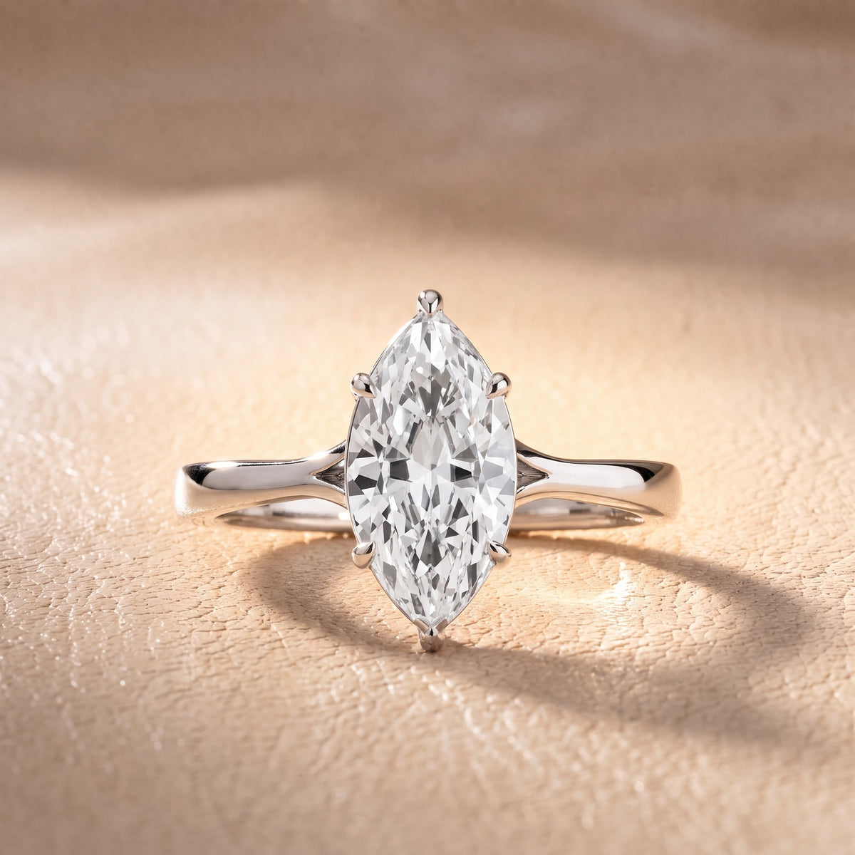 Evangeline Trellis Solitaire Marquise Diamond Engagement Ring in Silver - front.jpg