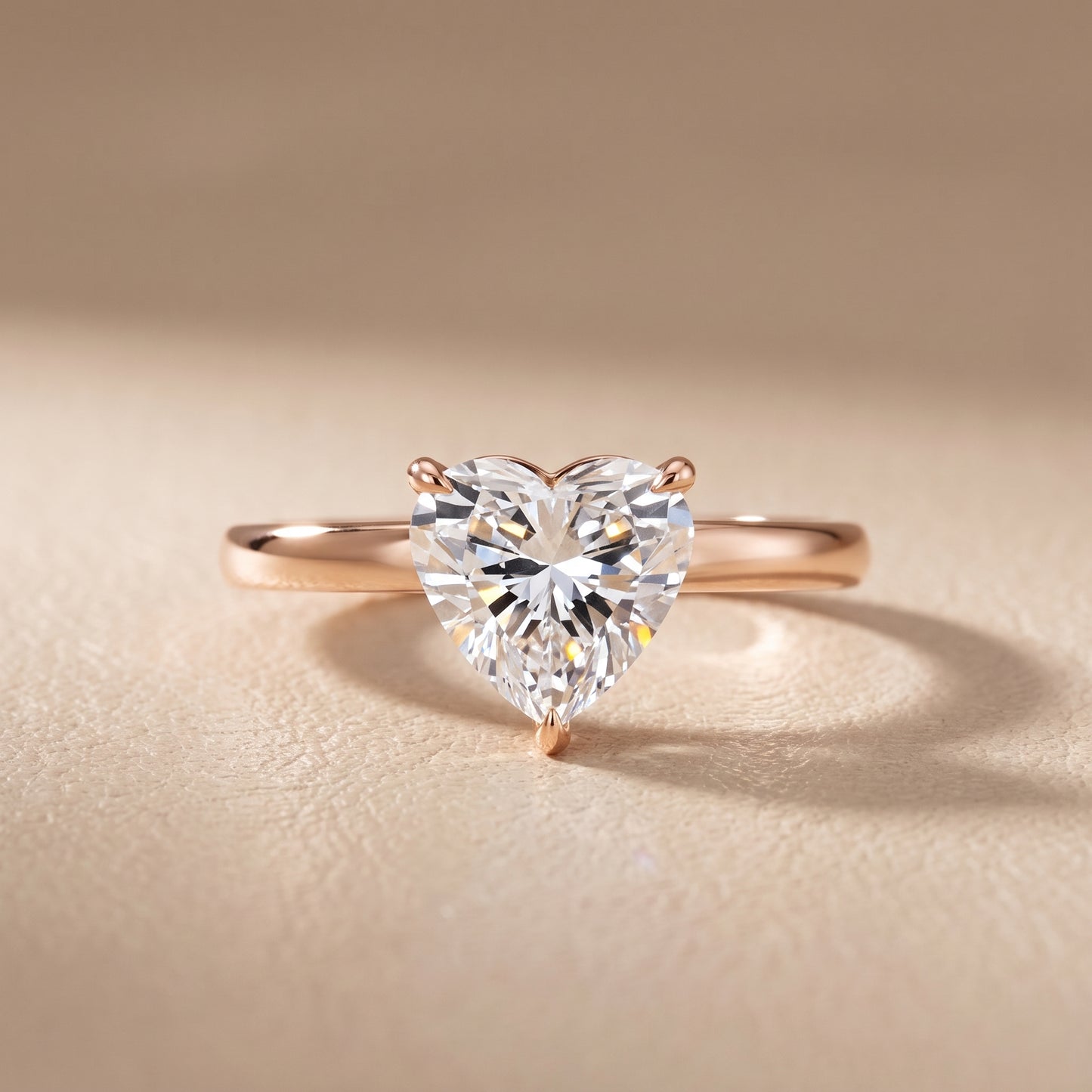 Lyla Petite Solitaire Heart Diamond Engagement Ring in Rose Gold - front.jpg