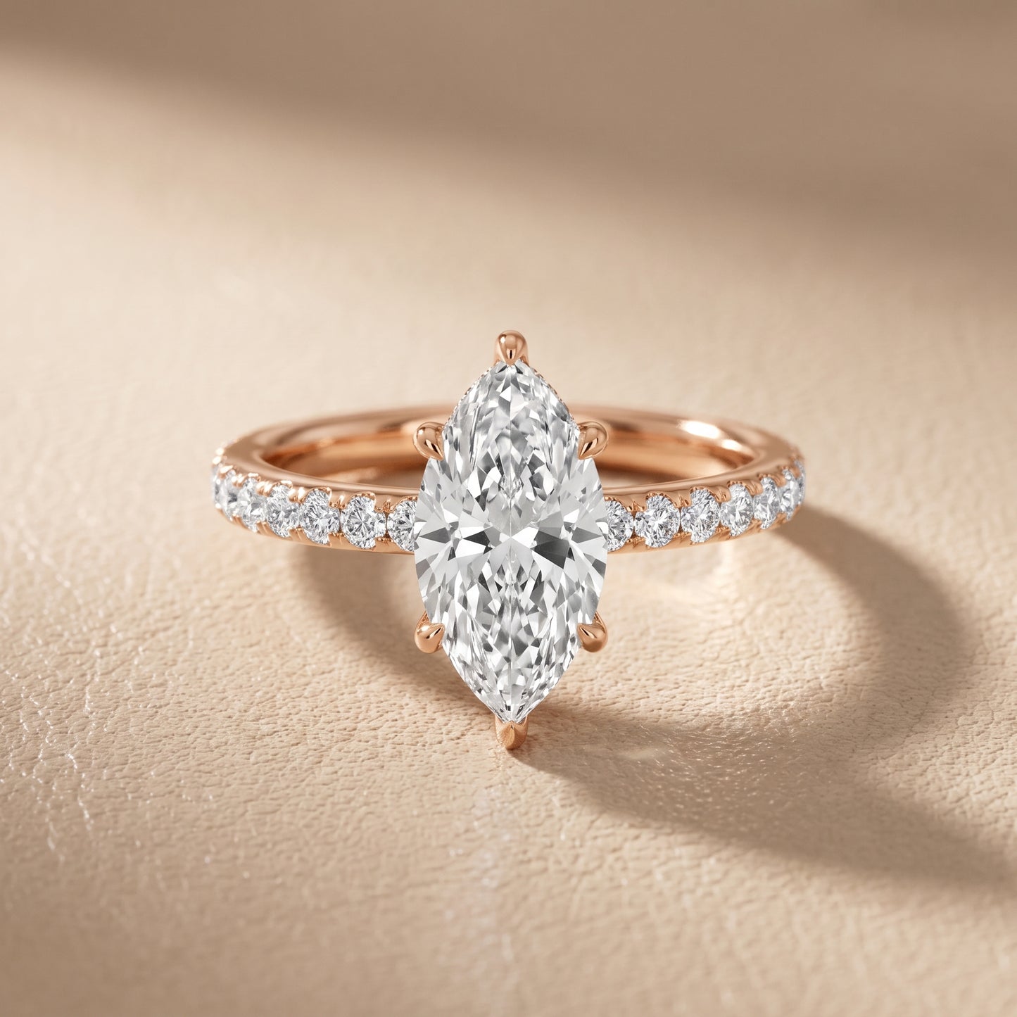 Thea Hidden Halo Pavé Marquise Diamond Engagement Ring in Rose Gold - front.jpg