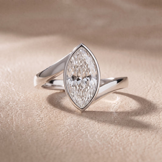 Marigold Bezel Bypass Marquise Diamond Engagement Ring in Platinum - front.jpg