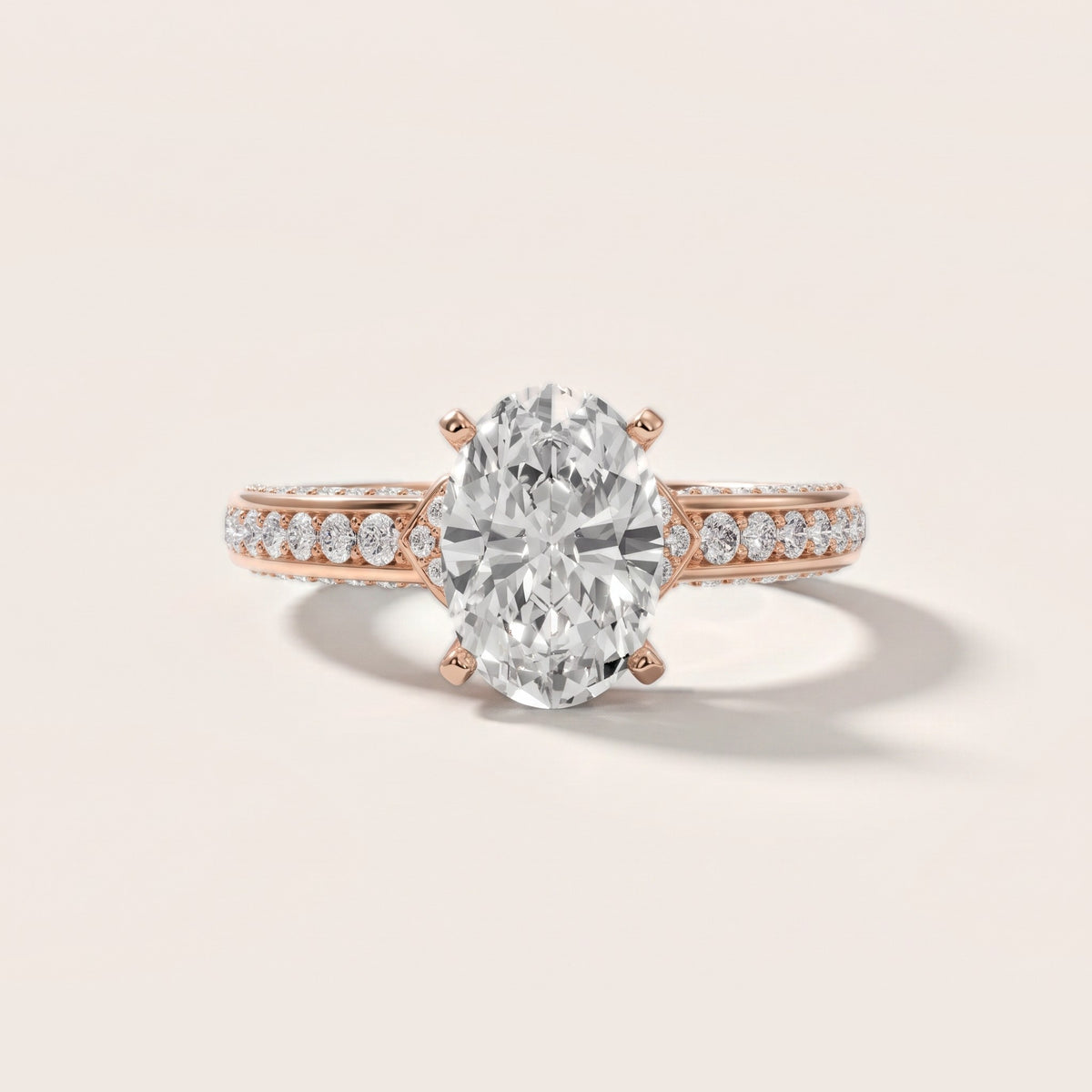 Anabelle Statement Pavé Oval Diamond Engagement Ring in Rose Gold - front.jpg