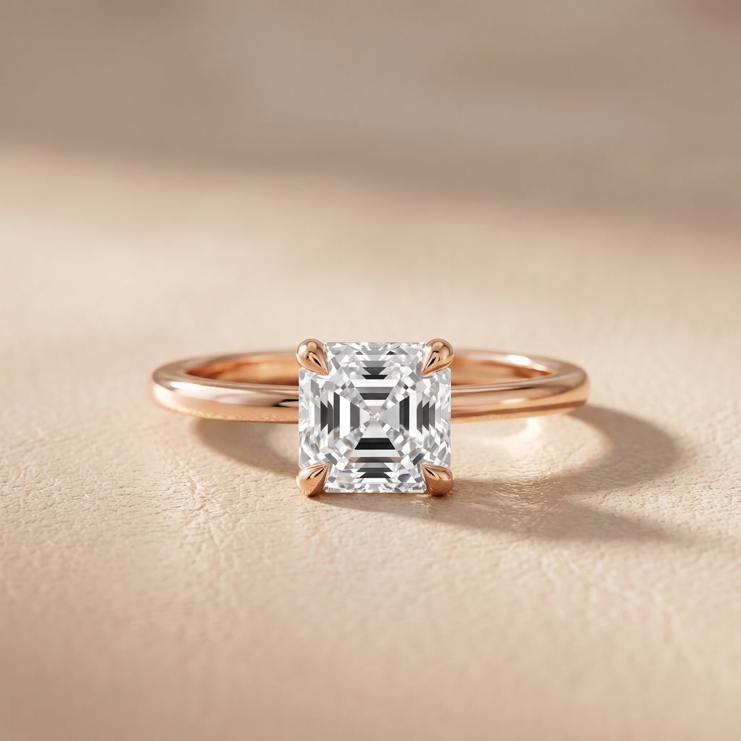 Nella Petite Solitaire Asscher Diamond Engagement Ring in Rose Gold - front.jpg