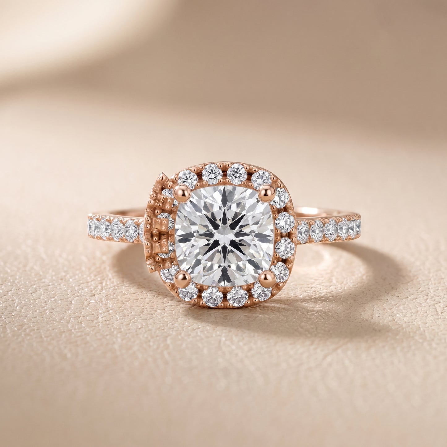 Sophie Halo Pavé Cushion Diamond Ring in Rose Gold - front.jpg