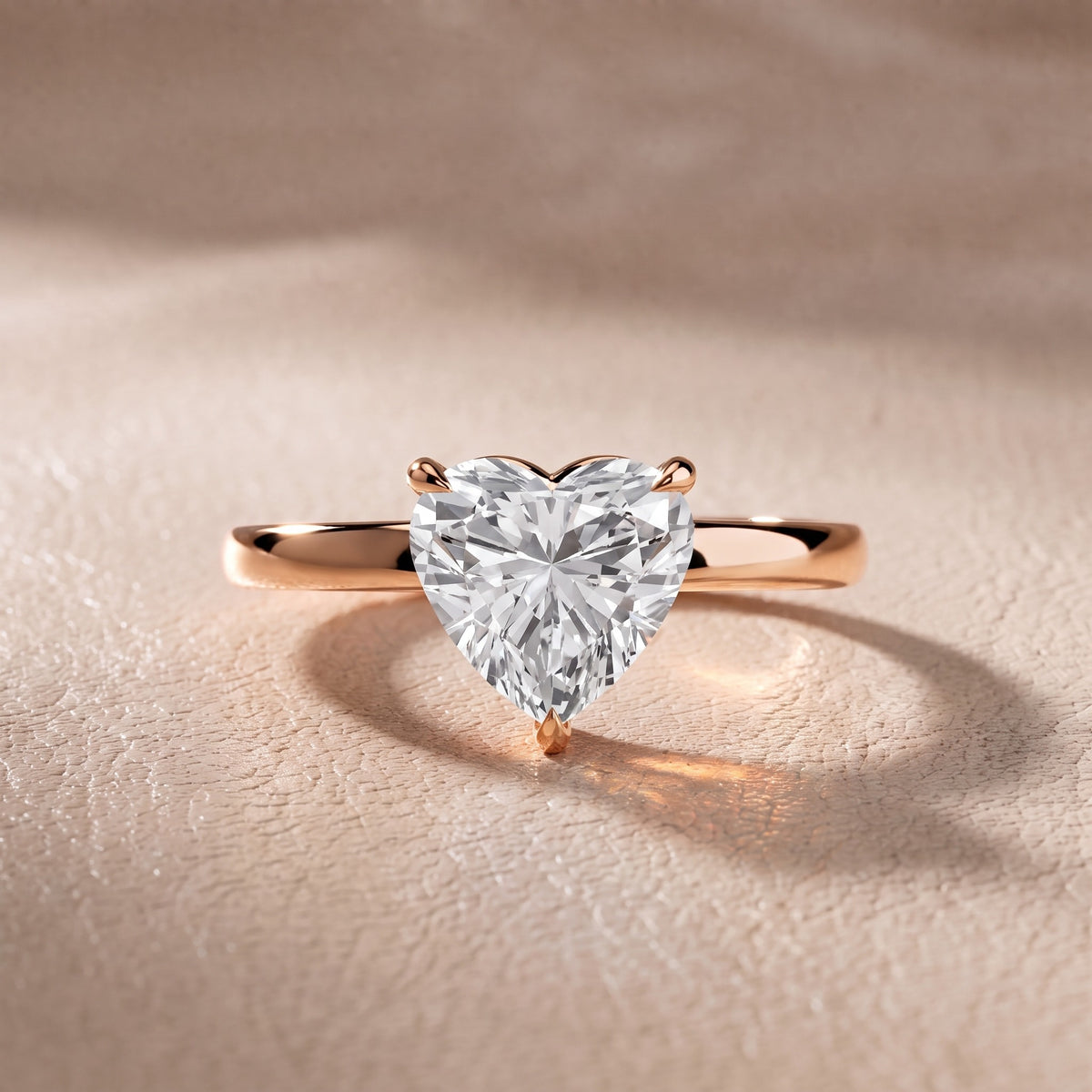 Nadia Petite Solitaire Heart Diamond Engagement Ring in Rose Gold - front.jpg