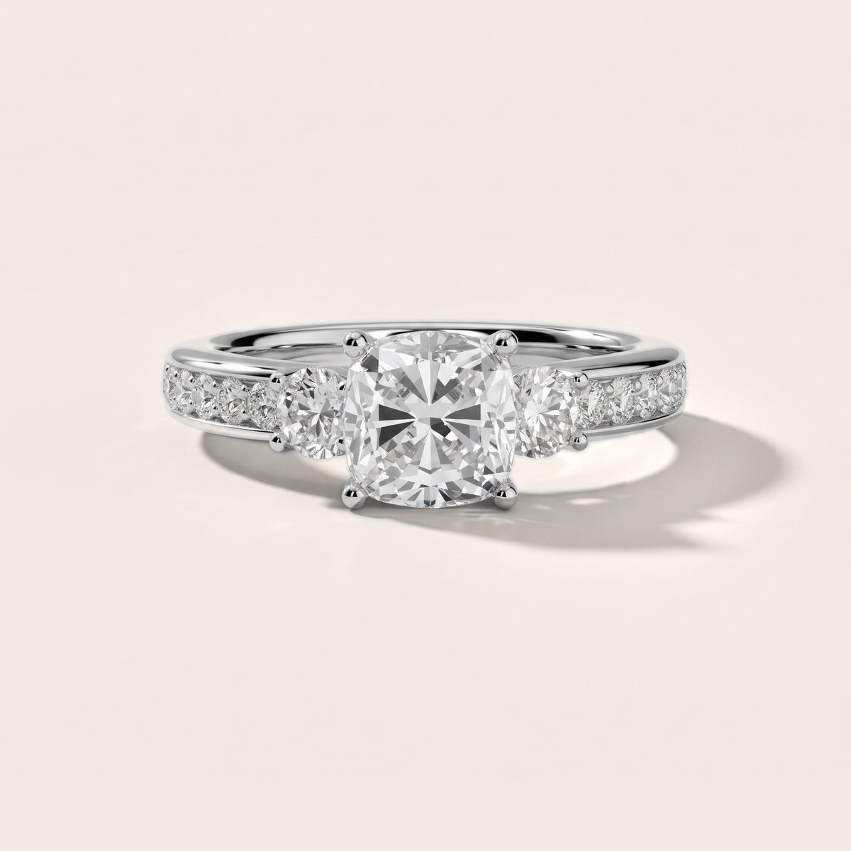Bluebell Three-Stone Channel Set Cushion Diamond Engagement Ring in Silver - front.jpg