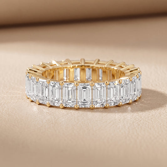 Callia Shared Prong Emerald Diamond Eternity Band in Yellow Gold - front.jpg