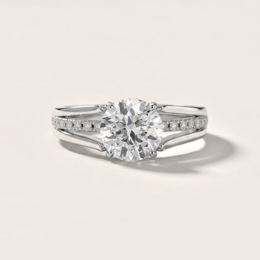 Serena Split Shank Pavé Round Diamond Engagement Ring in White Gold