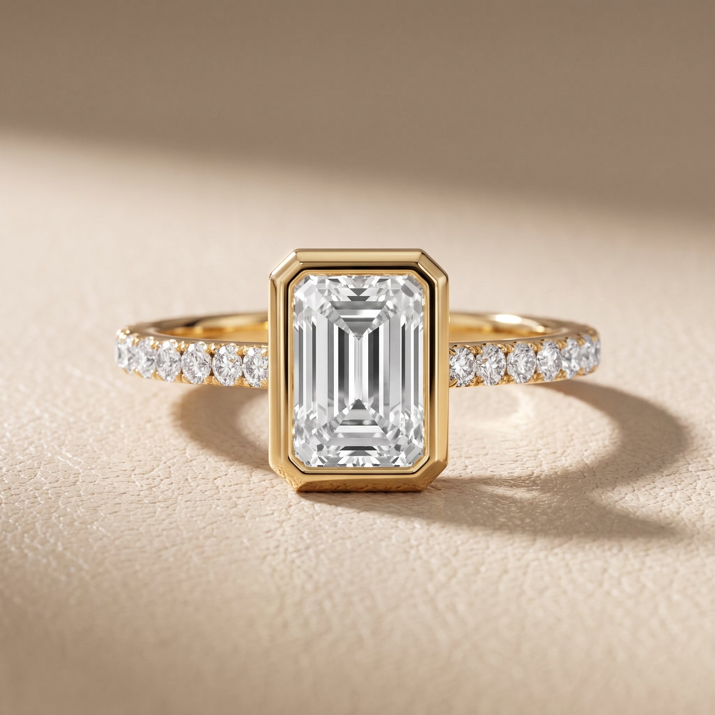 Cora Bezel Pavé Emerald Diamond Ring in Yellow Gold - front.jpg