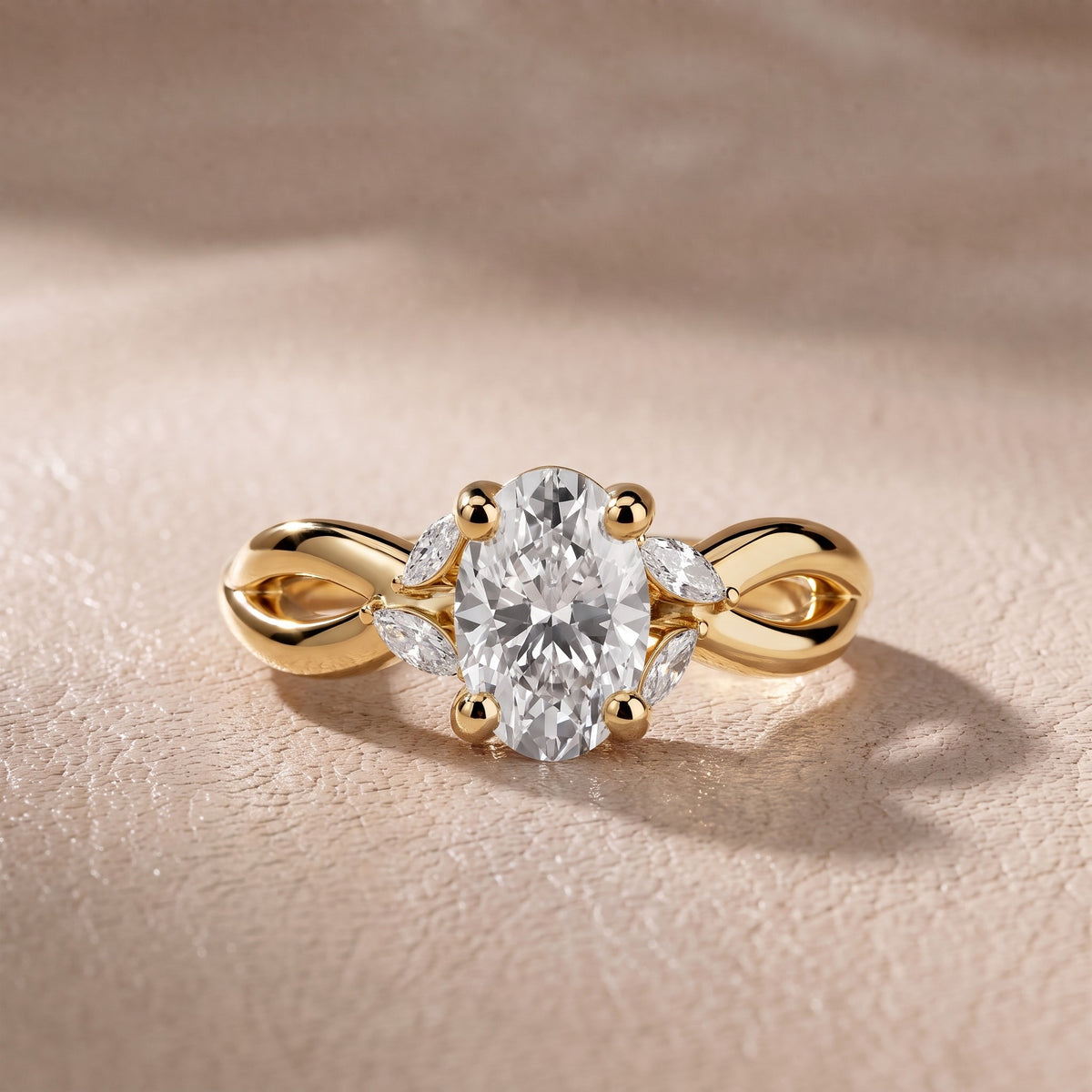 Luna Glow Twisted Oval Diamond Engagement Ring in Yellow Gold - front.jpg