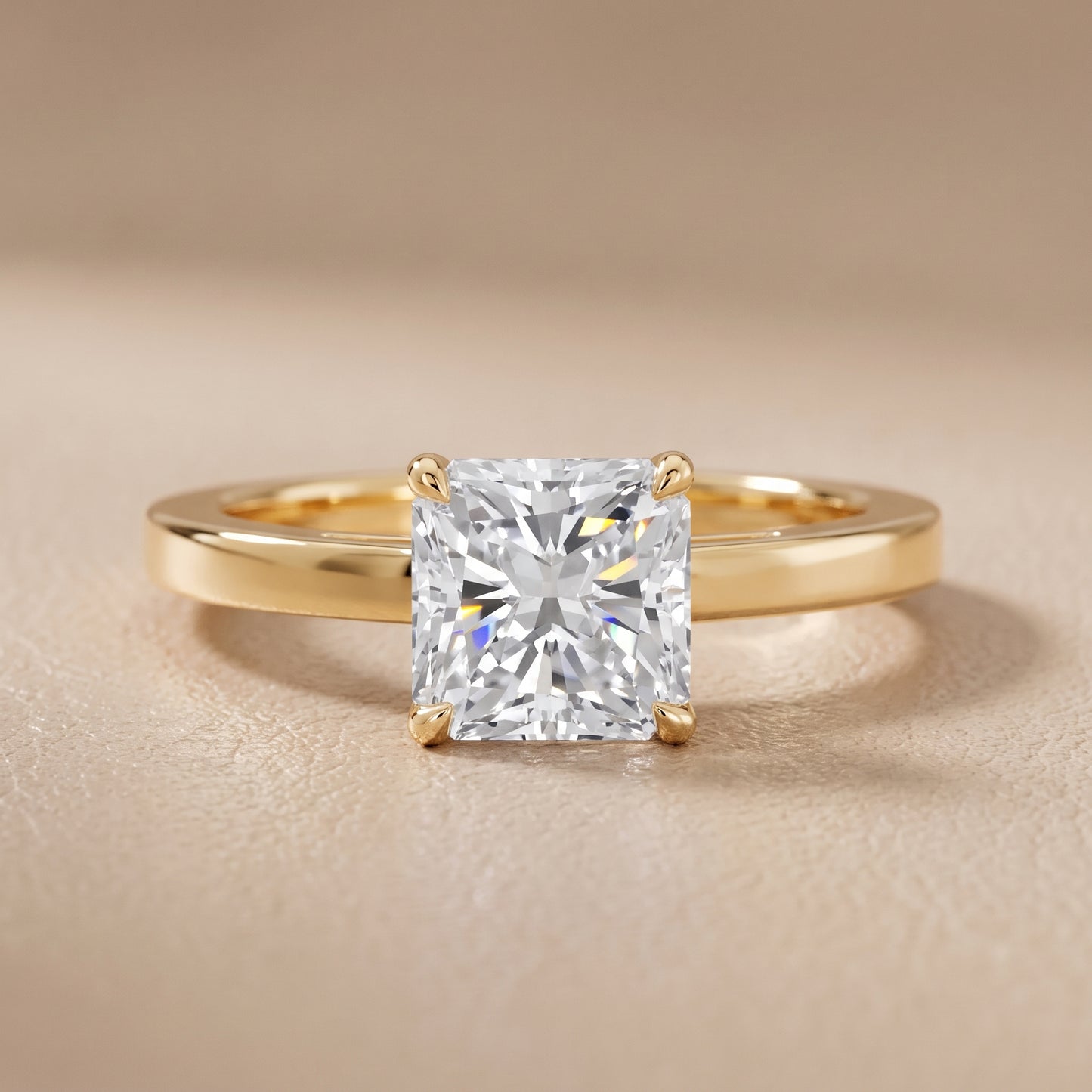 Kaia Solitaire Radiant Diamond Ring in Yellow Gold - front.jpg