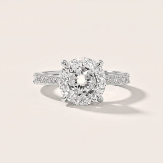 Skylar Twist Pavé Portuguese Cut Round Diamond Engagement Ring in Platinum [studio-20261024]