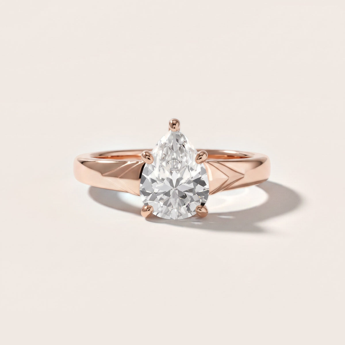 Jana Engraved Pear Diamond Engagement Ring in Rose Gold - front.jpg