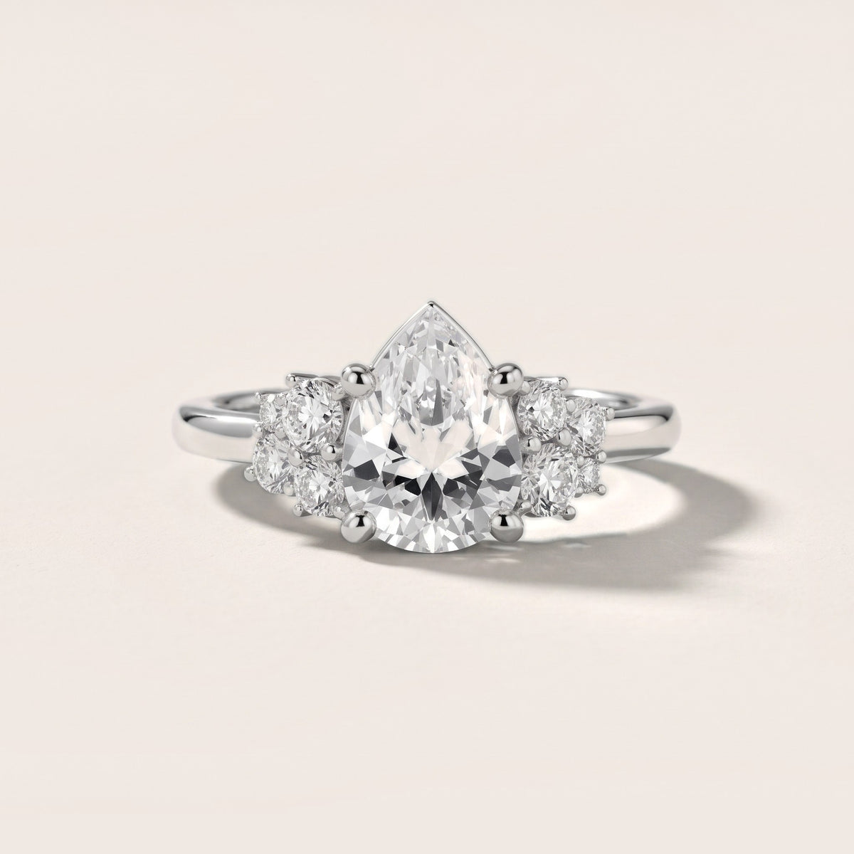 Hannah Cluster Pear Diamond Engagement Ring in Silver - front.jpg