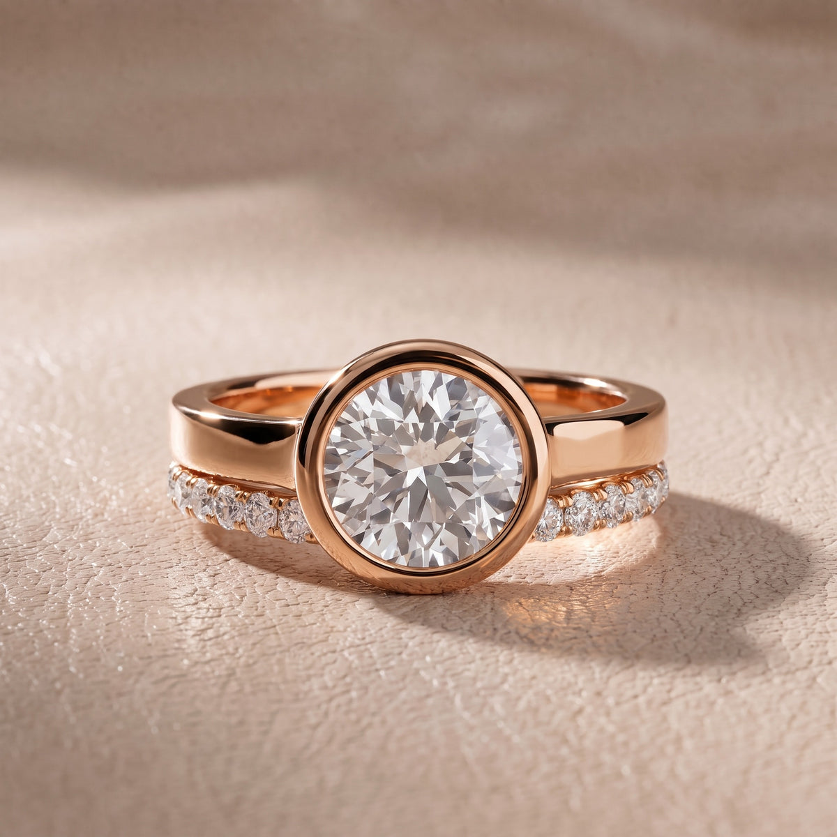 Ayla Bezel Bypass Round Diamond Engagement Ring in Rose Gold - front.jpg