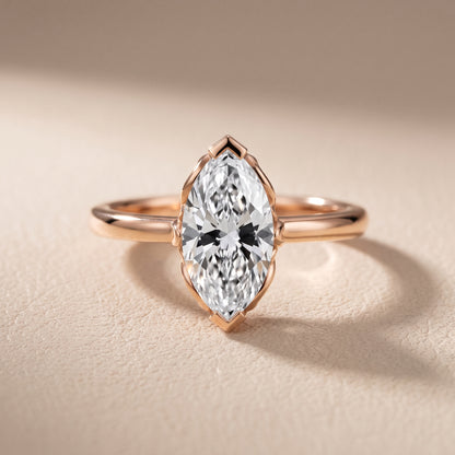 Marquise Cut Lab Grown Diamond Engagement Ring in Rose Gold