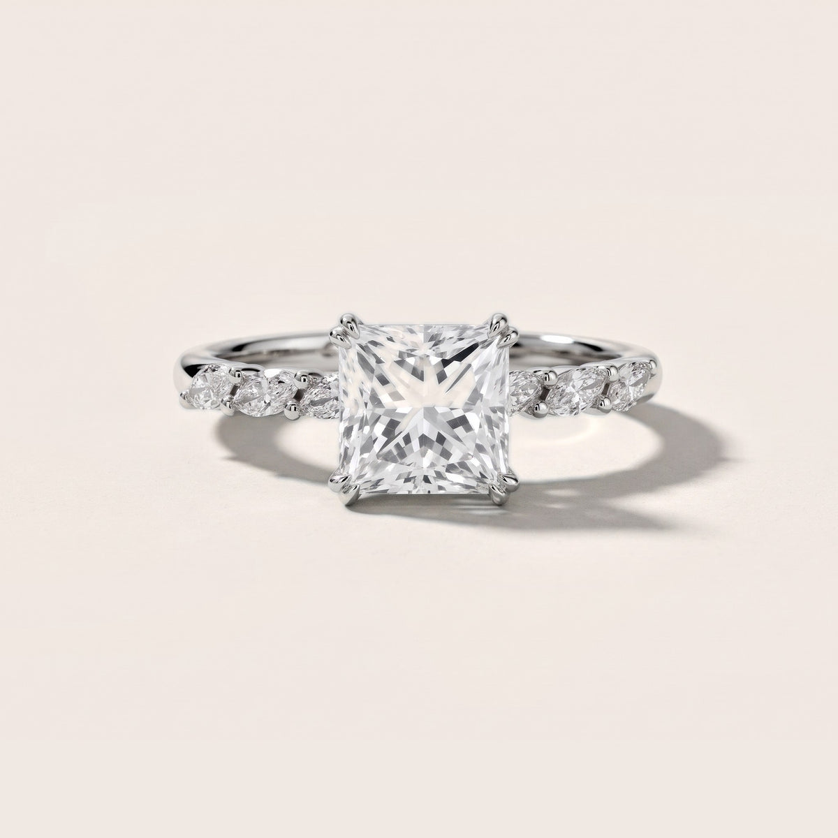 Joyce Marquise-Side Pavé Princess Diamond Engagement Ring in White Gold - front.jpg