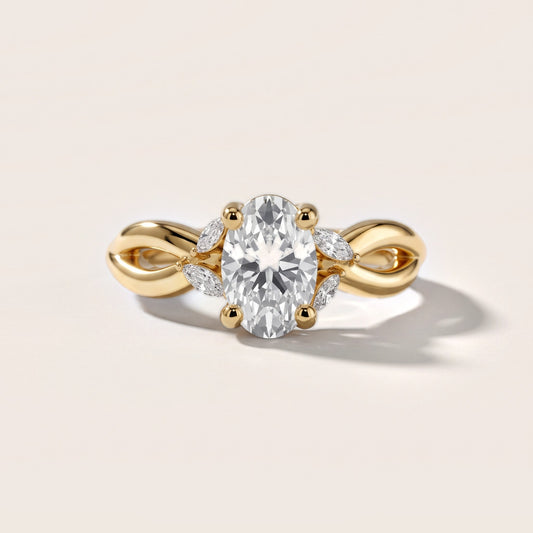 Luna Glow Twisted Oval Diamond Engagement Ring in Yellow Gold