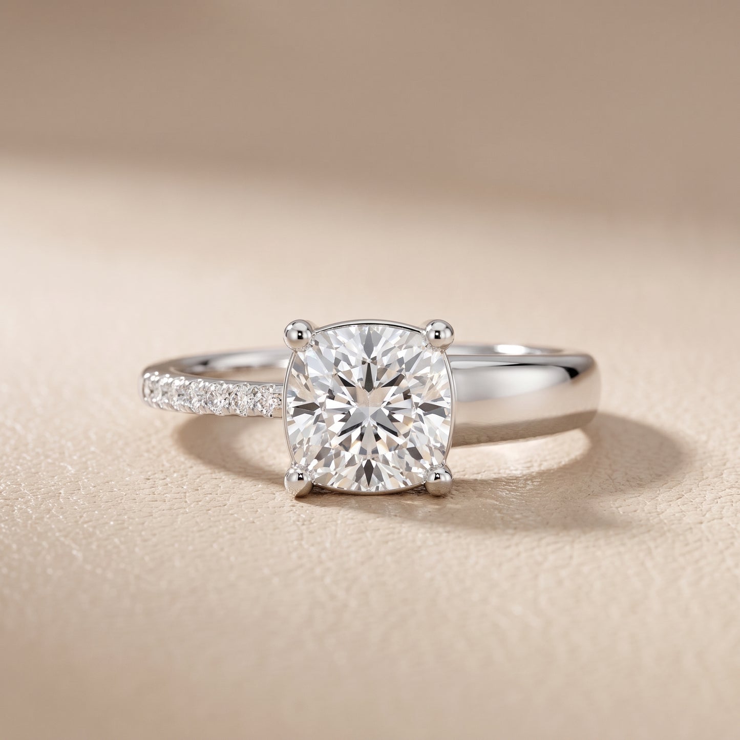Rosie Solitaire Basket Cushion Diamond Engagement Ring in Silver - front.jpg