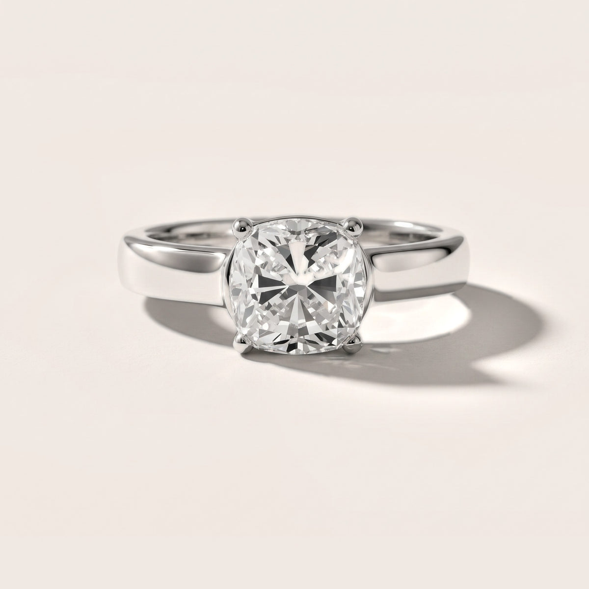 Heather Solitaire Cathedral Cushion Diamond Engagement Ring in Silver - front.jpg