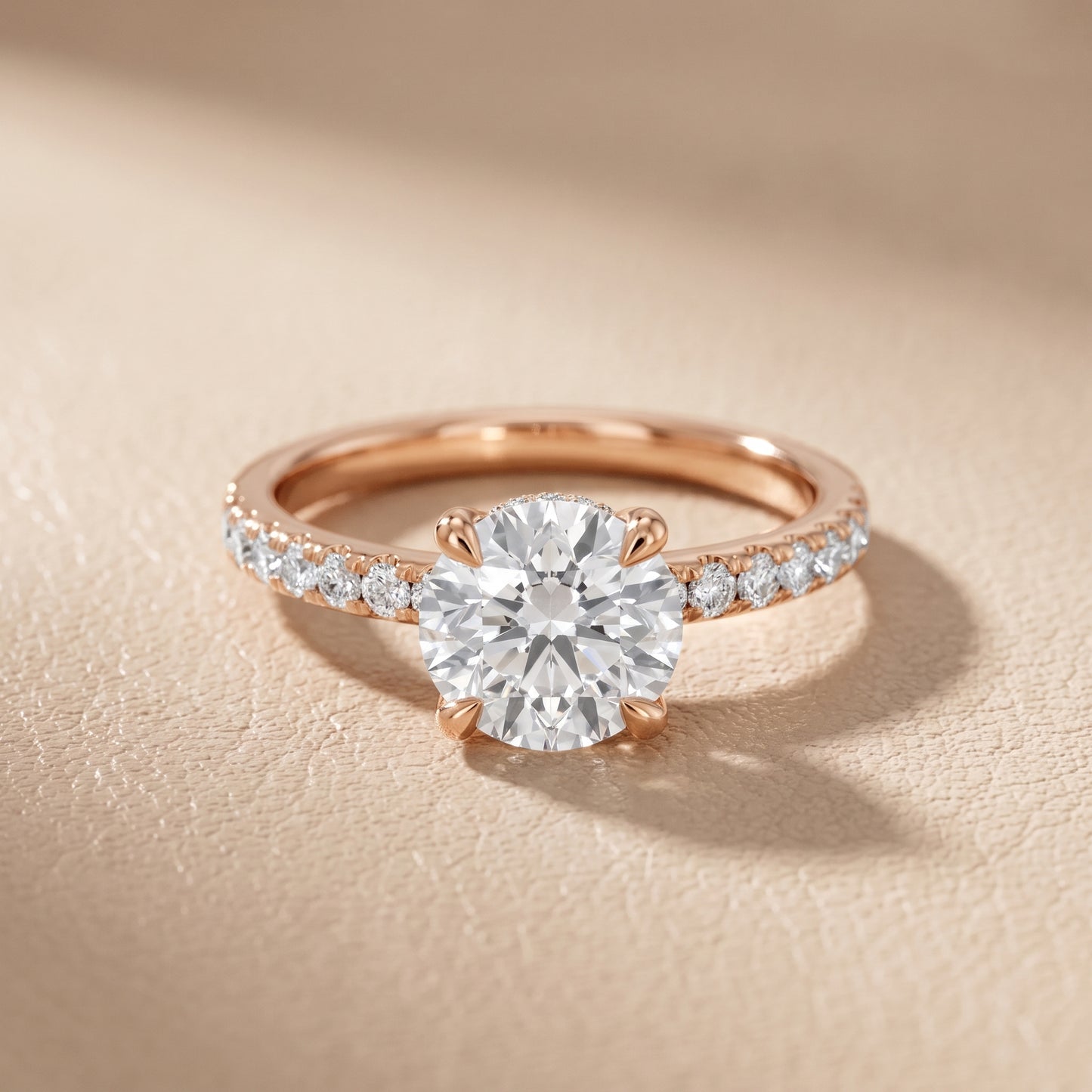Maya Hidden Halo Pavé Round Diamond Engagement Ring in Rose Gold - front.jpg