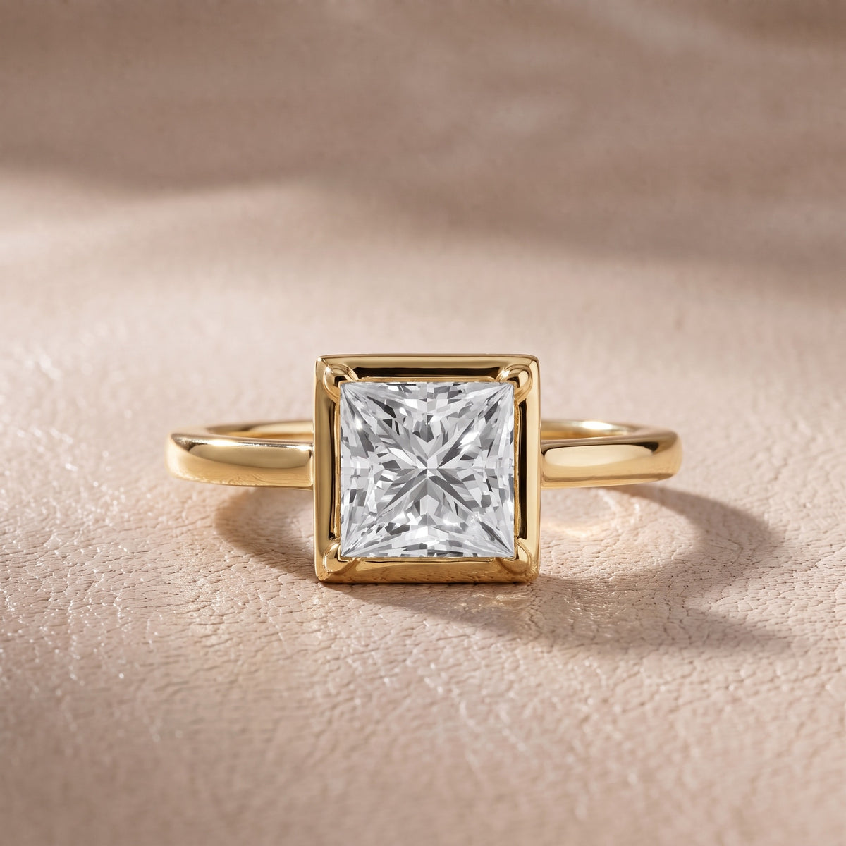 Willa Halo Micropavé Princess Diamond Engagement Ring in Yellow Gold - front.jpg