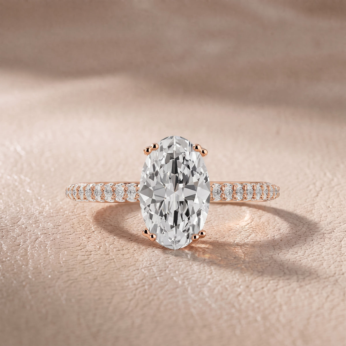 Celeste Hidden Halo Pavé Oval Diamond Engagement Ring in Rose Gold - front.jpg