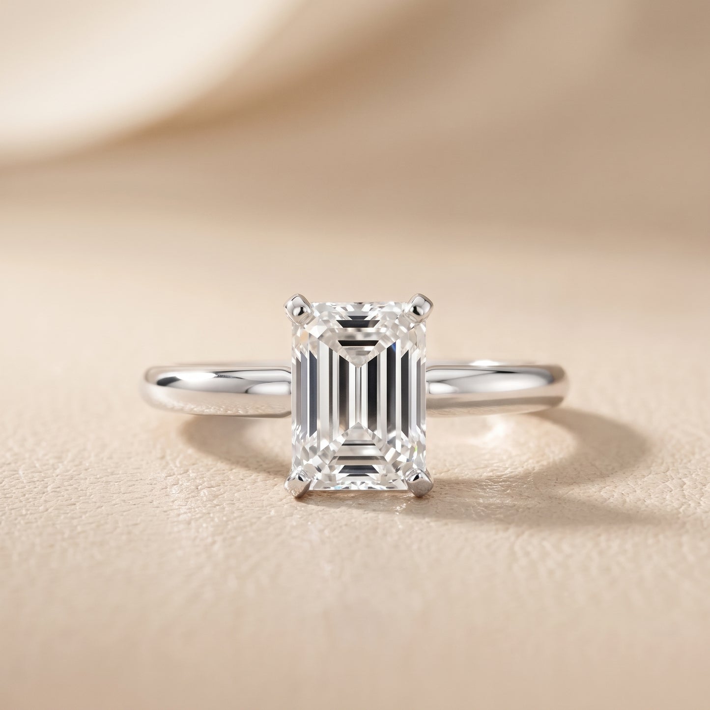 Wren Solitaire Emerald Diamond Ring in Silver - front.jpg