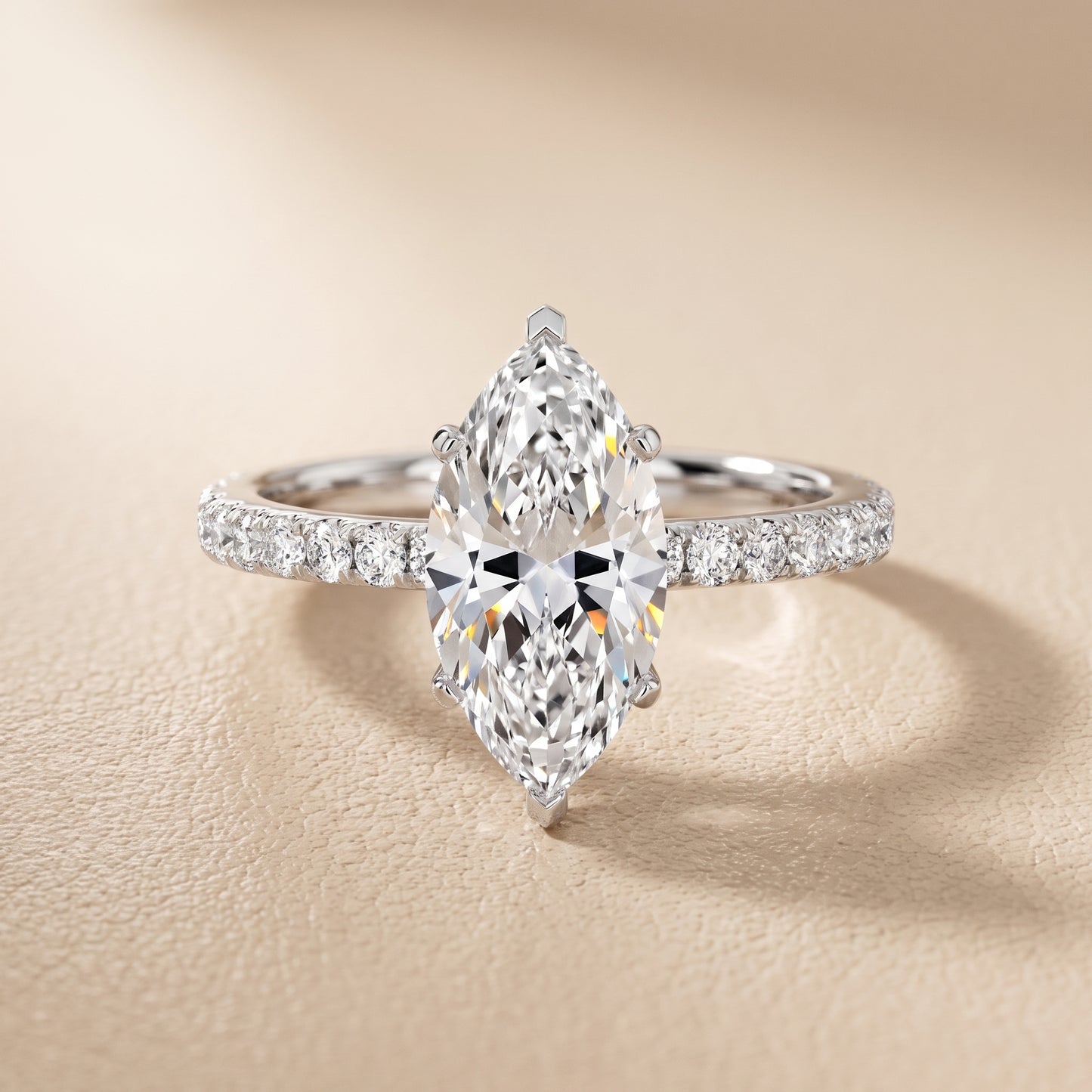 Juna French Pavé Solitaire Marquise Diamond Engagement Ring in Silver - front.jpg