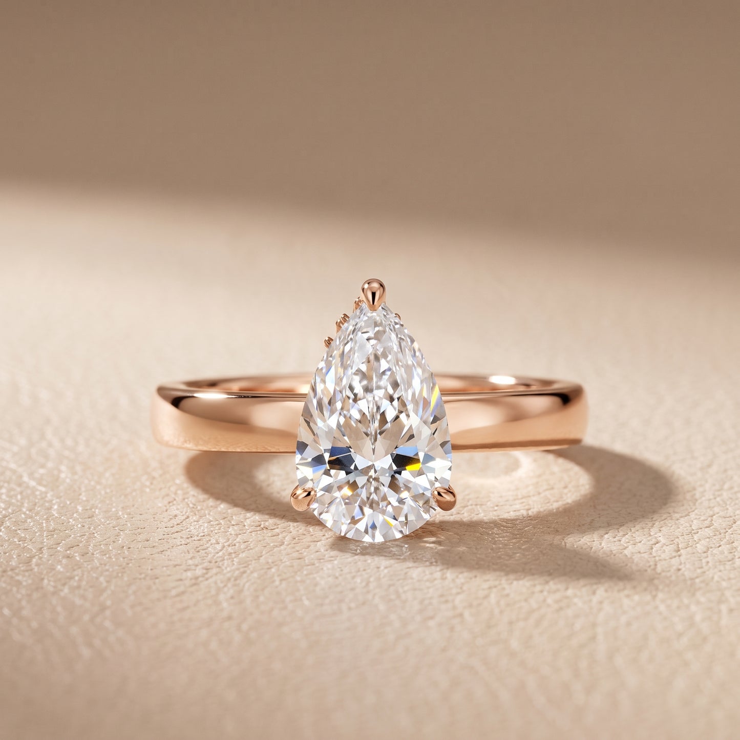 Lara Hidden Halo Pear Diamond Engagement Ring in Rose Gold - front.jpg