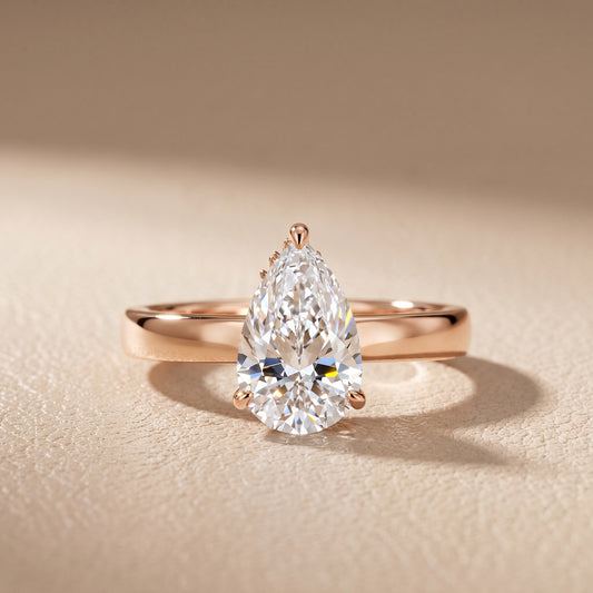 Lara Hidden Halo Pear Diamond Engagement Ring in Rose Gold - front.jpg