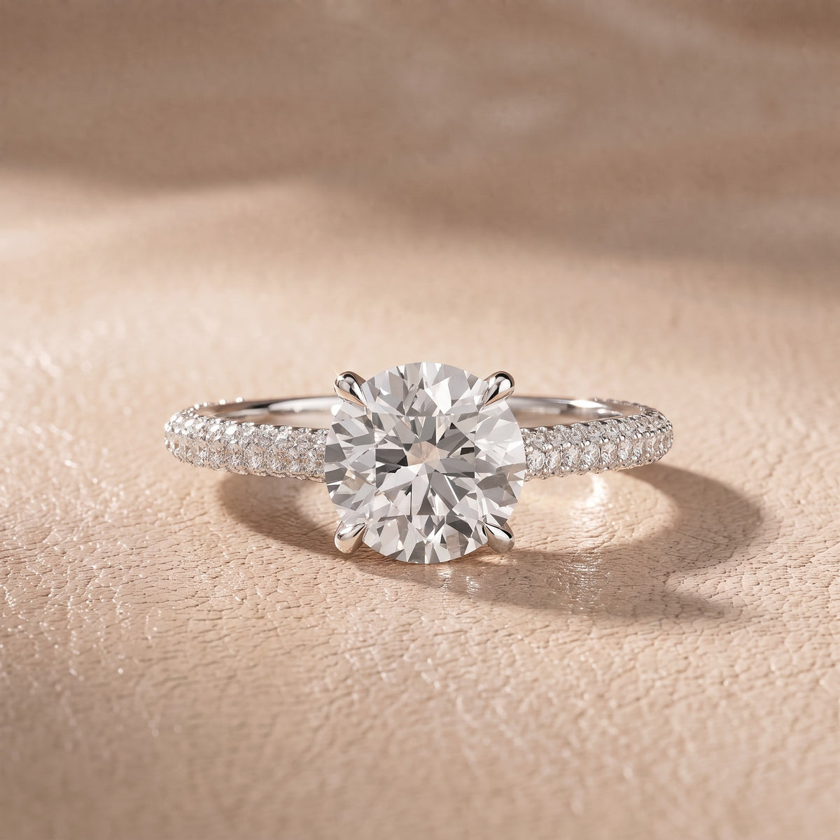 Elisa Hidden Halo Pavé Round Diamond Engagement Ring in White Gold - front.jpg