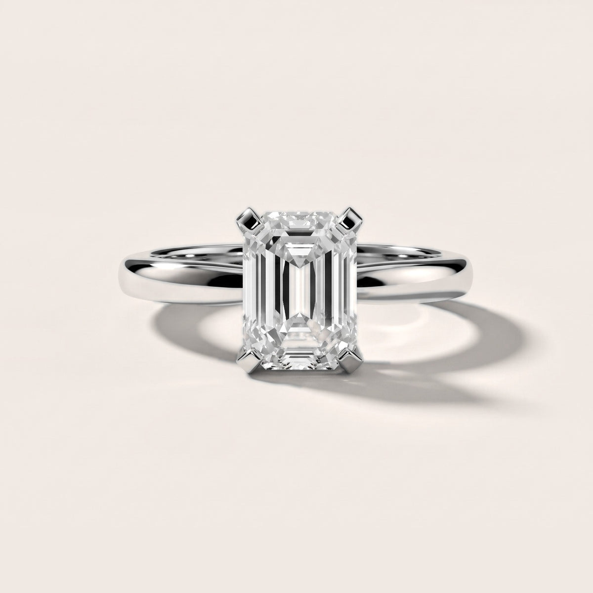 Tamsin Solitaire Knife Edge Emerald Diamond Engagement Ring in Silver - front.jpg