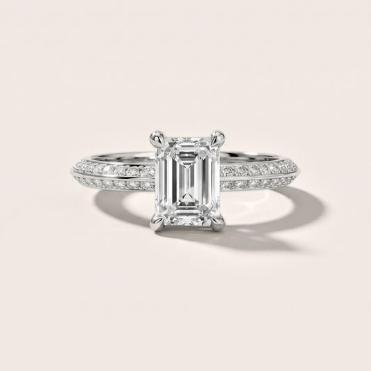 Meredith Knife Edge Pavé Emerald Diamond Engagement Ring in Platinum [studio-20261024]