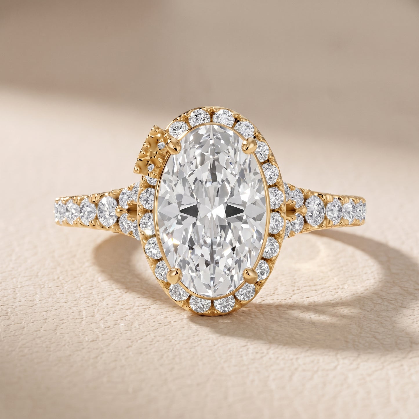 Bella Halo Pavé Oval Diamond Engagement Ring in Yellow Gold - front.jpg