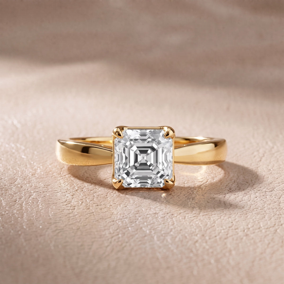 Lucia Solitaire Six-Prong Asscher Diamond Engagement Ring in Yellow Gold - front.jpg