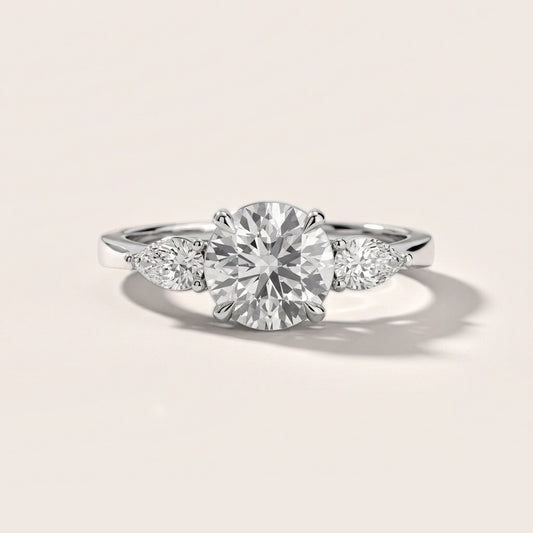 Grace Three Stone Round Diamond Engagement Ring in Platinum [studio-20261024]
